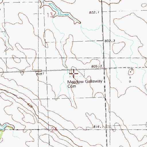 Topographic Map of Meadow Gallaway Cemetery, SD