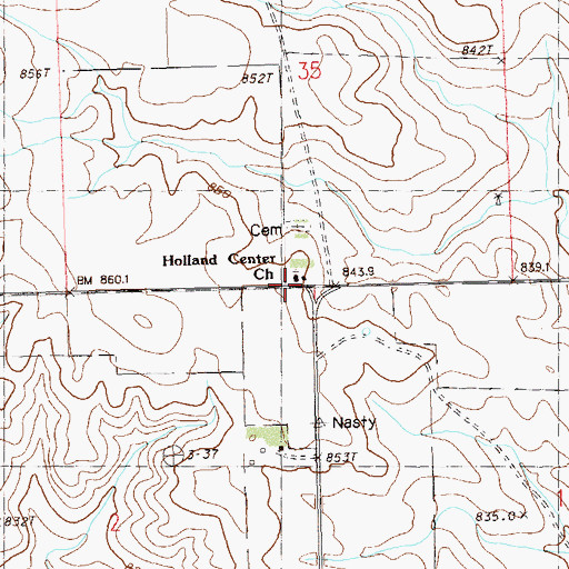 Topographic Map of Holland Center Church, SD