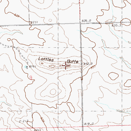 Topographic Map of Lotties Butte, SD