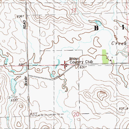 Topographic Map of Bison Country Club, SD