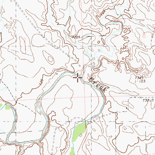 Topographic Map of Indian Creek, SD