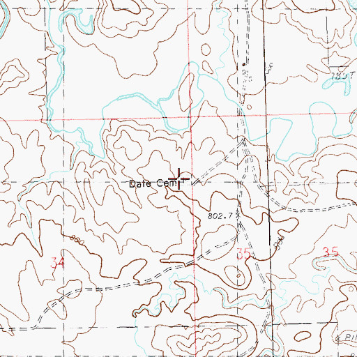 Topographic Map of Date Cemetery, SD