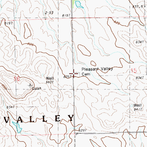 Topographic Map of Pleasant Valley Cemetery, SD