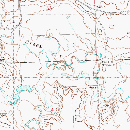 Topographic Map of Cow Creek, SD