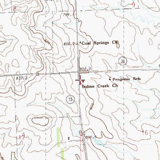 Topographic Map of Indian Creek School, SD