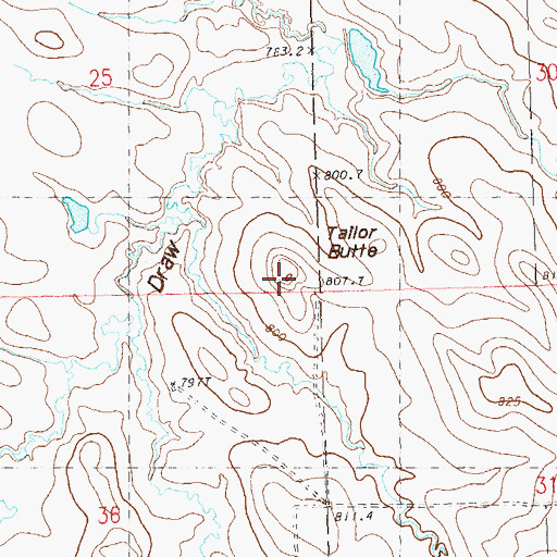 Topographic Map of Tailor Butte, SD