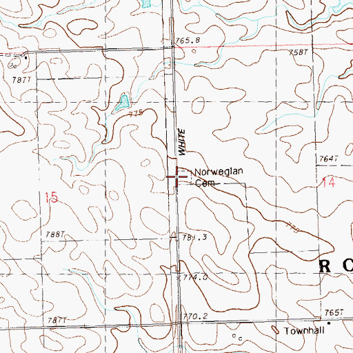 Topographic Map of Pleasant Ridge Cemetery, SD