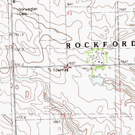 Topographic Map of Rockford Townhall, SD