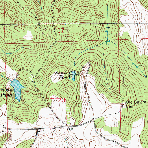 Topographic Map of Shaver Pond, AL