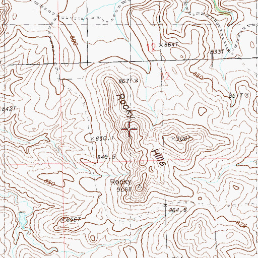 Topographic Map of Rocky Hills, SD
