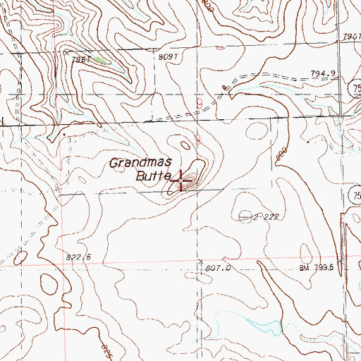Topographic Map of Grandmas Butte, SD