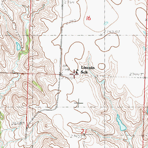 Topographic Map of Lincoln School, SD