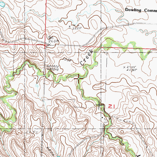 Topographic Map of Middle Fork Ash Creek, SD