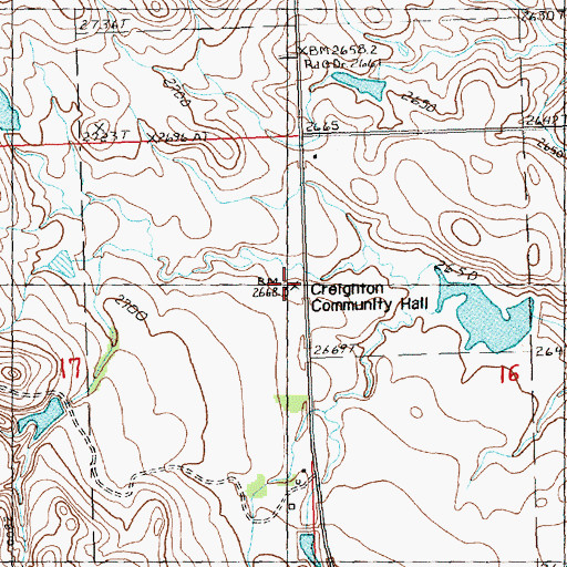 Topographic Map of Creighton Community Hall, SD