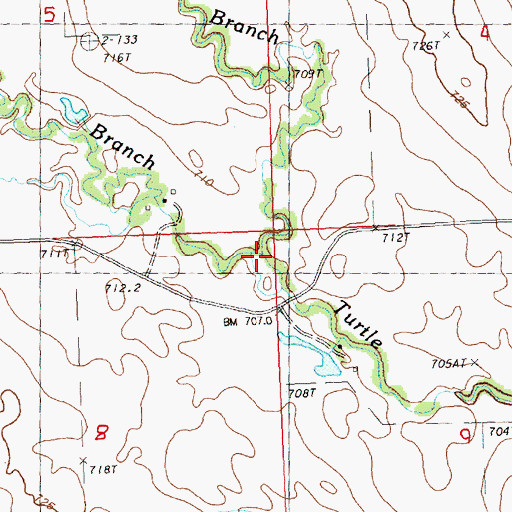 Topographic Map of West Branch Turtle Creek, SD