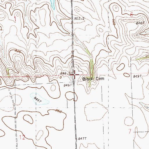 Topographic Map of Bison Cemetery, SD