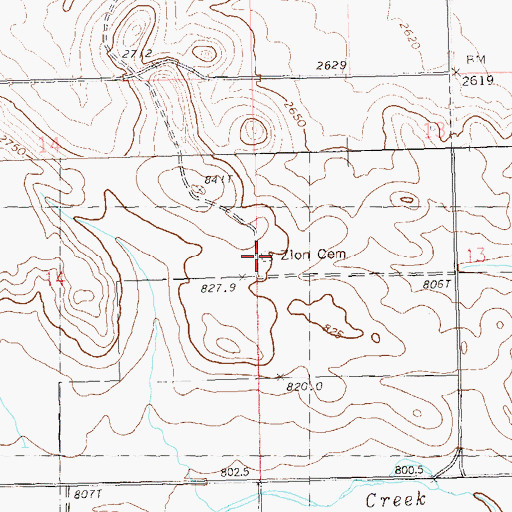 Topographic Map of Ellingson Zion Cemetery, SD