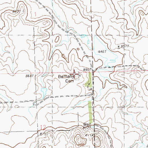 Topographic Map of Bethany Cemetery, SD