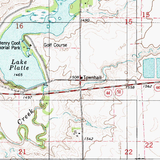 Topographic Map of Platte Townhall, SD