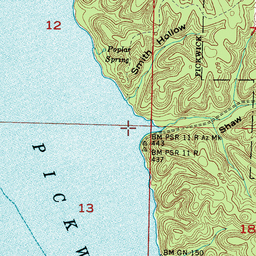 Topographic Map of Shaw Hollow, AL