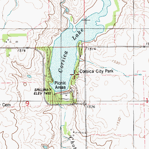 Topographic Map of Corsica City Park, SD