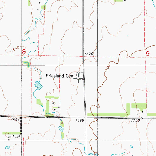 Topographic Map of Friesland Cemetery, SD
