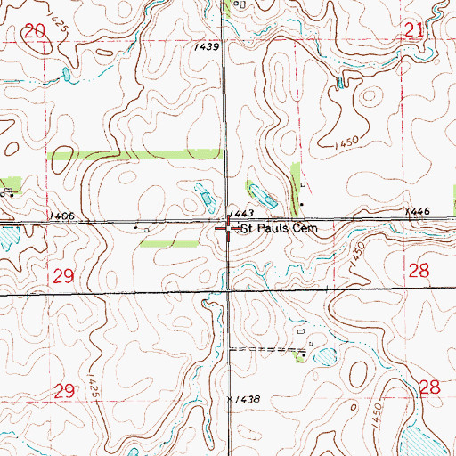 Topographic Map of Saint Paul's Cemetery, SD