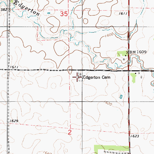 Topographic Map of Edgerton Cemetery, SD