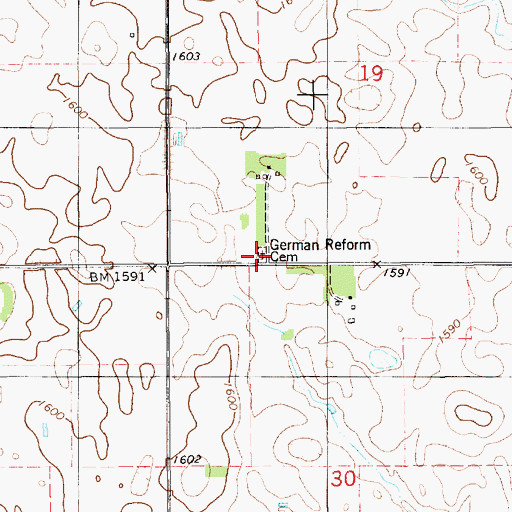 Topographic Map of German Reform Cemetery, SD