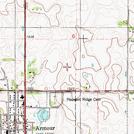 Topographic Map of Armour Landing Strip (historical), SD