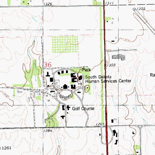 Topographic Map of South Dakota Human Services Center, SD