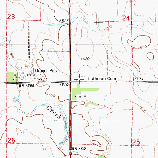 Topographic Map of Lutheran Cemetery, SD