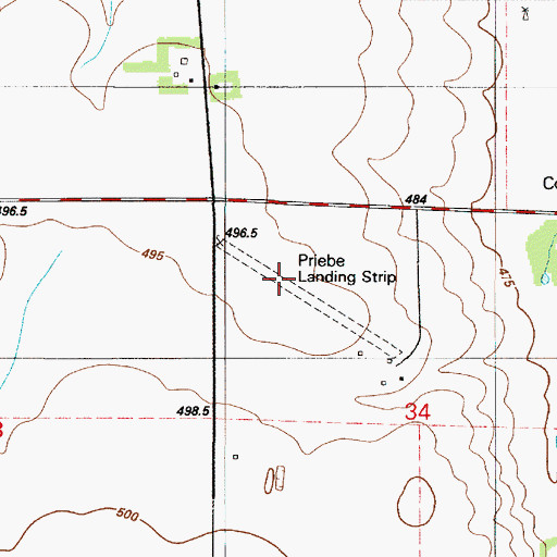 Topographic Map of Priebe Landing Strip (historical), SD