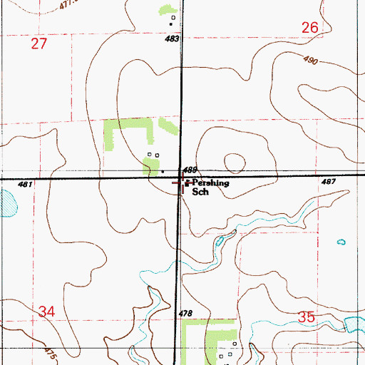 Topographic Map of Pershing School, SD