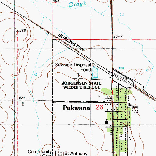 Topographic Map of Jorgensen State Wildlife Refuge, SD