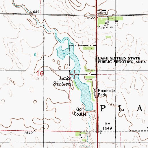 Topographic Map of Lake Sixteen, SD