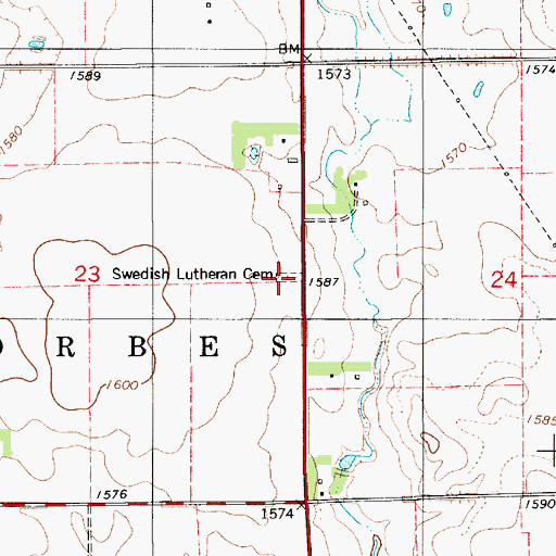 Topographic Map of Friedhem Lutheran Cemetery, SD