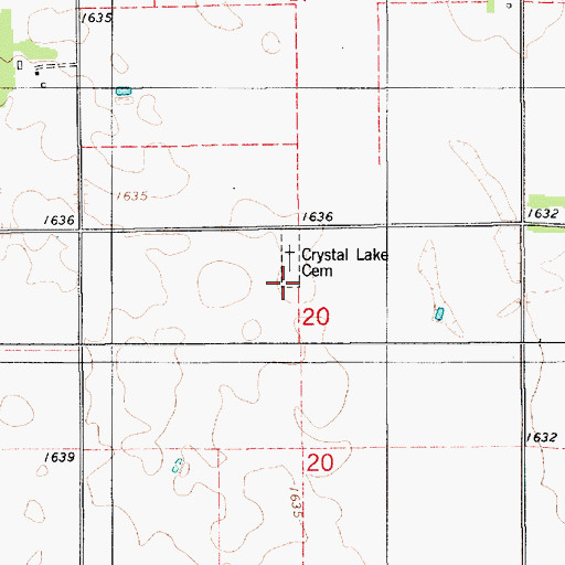 Topographic Map of Crystal Lake Cemetery, SD