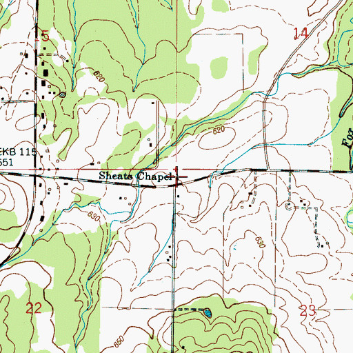 Topographic Map of Sheats Chapel, AL
