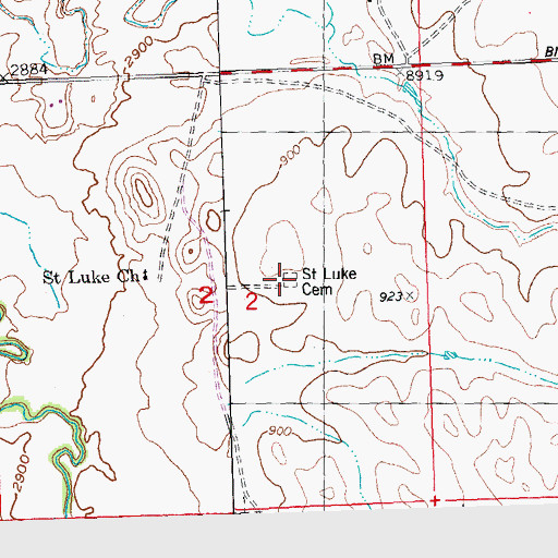 Topographic Map of Saint Luke Cemetery, SD