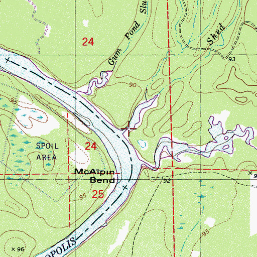 Topographic Map of Shed Branch, AL