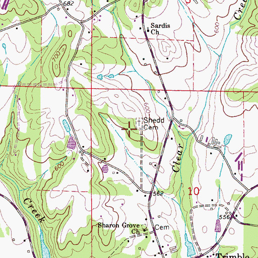 Topographic Map of Shedd Cemetery, AL
