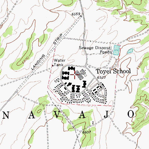 Topographic Map of Toyei School, AZ