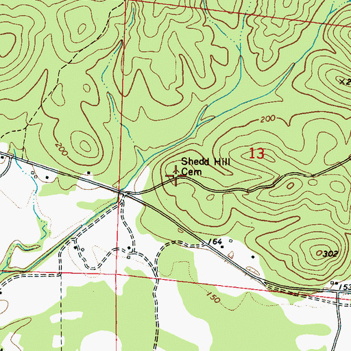 Topographic Map of Shedd Hill Cemetery, AL