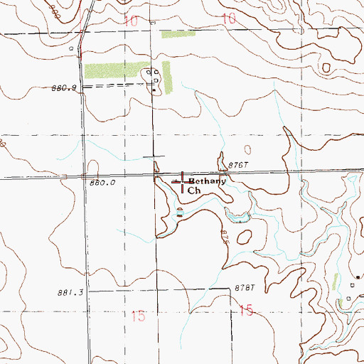 Topographic Map of Bethany Church, SD