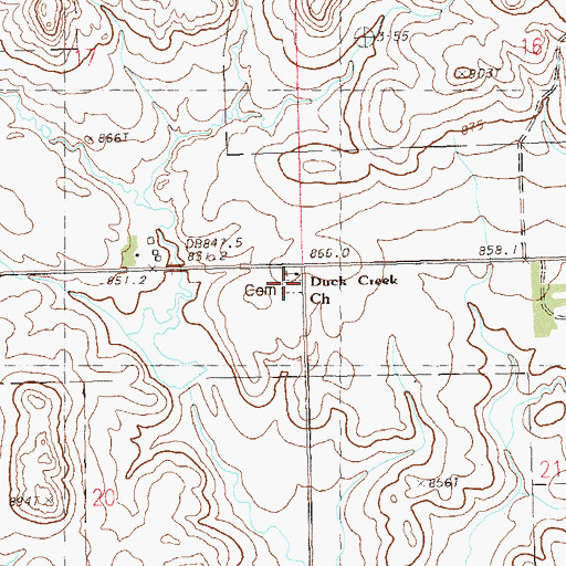 Topographic Map of Duck Creek Church, SD