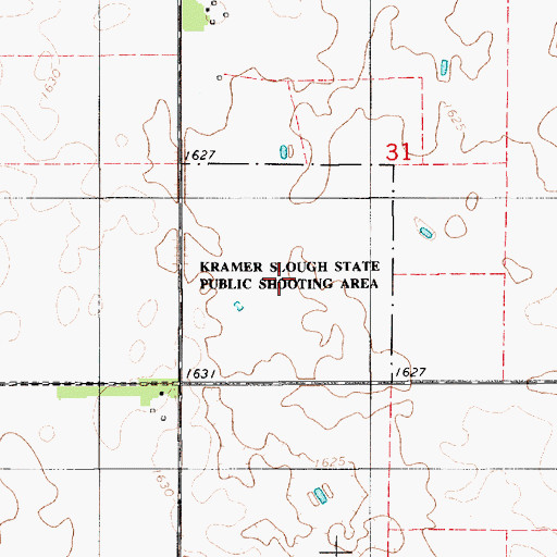 Topographic Map of Kramer Slaugh State Public Shooting Area, SD