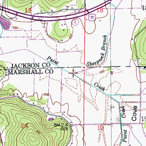 Topographic Map of Sheepneck Branch, AL