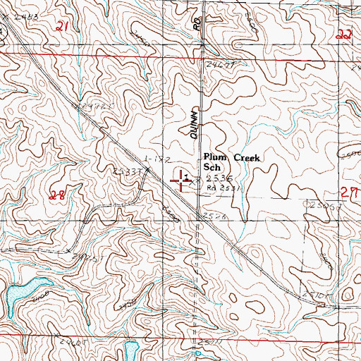 Topographic Map of Plum Creek School, SD