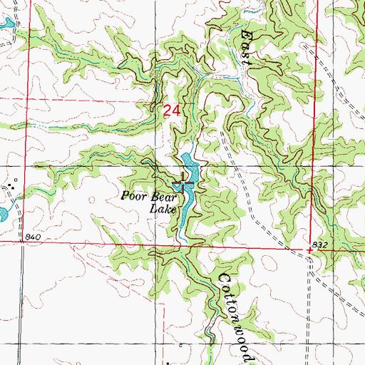 Topographic Map of Poor Bear Lake, SD